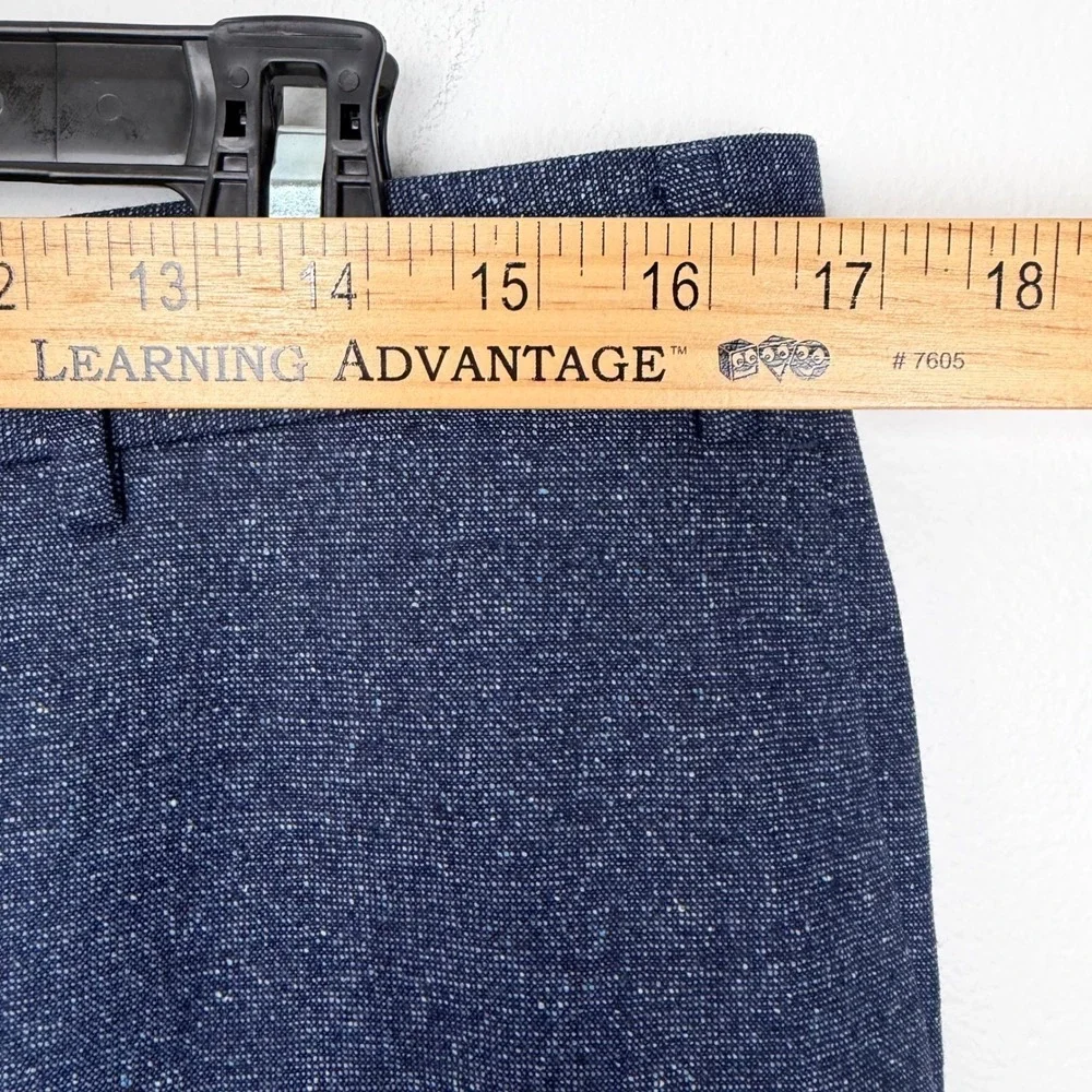 Canali 1934 Blue Melange‎ Textured Flat Front Dress Pants Mens 33x27.5 Luxury